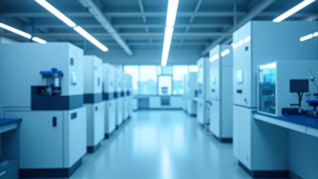 Modern biyoteknoloji laboratuvarı, ışıklı cihazlar ve araştırma ortamı