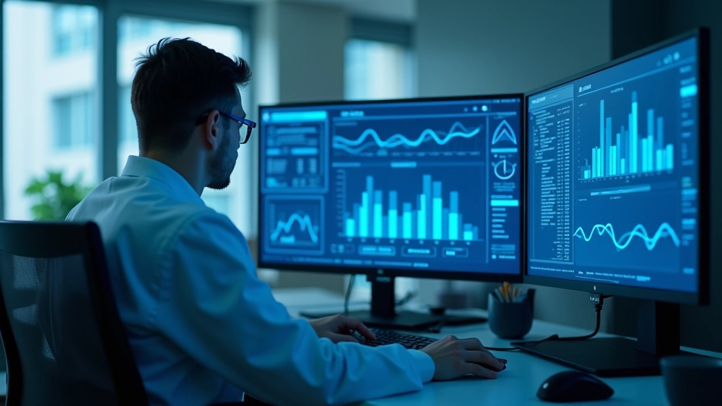 Bilgisayar ekranında veri analizi ve biyomedikal görseller, araştırma masası